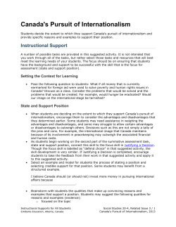 Canada`s Pursuit of Internationalism