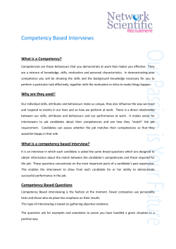 Competency Based Interviews - Network Scientific