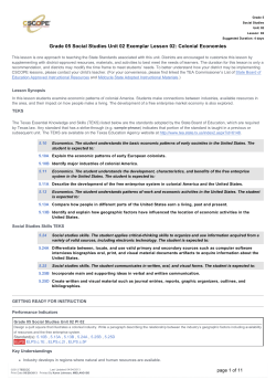 Grade 05 Social Studies Unit 02 Exemplar Lesson 02: Colonial