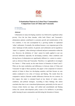 Urbanisation Patterns in Urban Poor Communities: Comparison