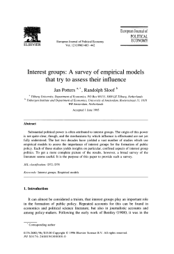 Interest groups" A survey of empirical models that try to assess their