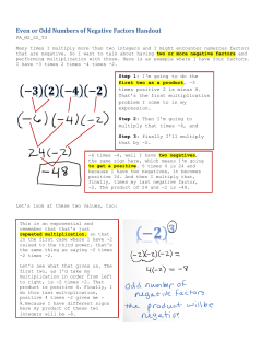 Even or Odd Numbers of Negative Factors Handout - NTER