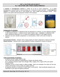 8.2 SOLUTIONS AND THEIR CHARACTERISTICS