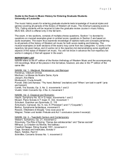 2016 Guide to the Music History Exam for