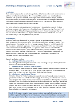 Analysing and reporting qualitative data
