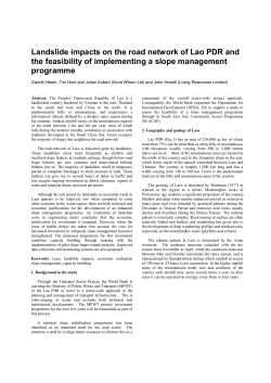 Landslide impacts on the road network of Lao PDR and the