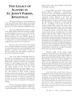 THE LEGACY OF SLAVERY IN ST. JOHN`S PARISH, KINGSVILLE