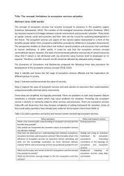 The concept limitations to ecosystem services valuation - co
