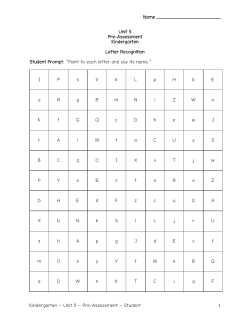 Kindergarten &ndash; Unit 5 &ndash; Pre-Assessment