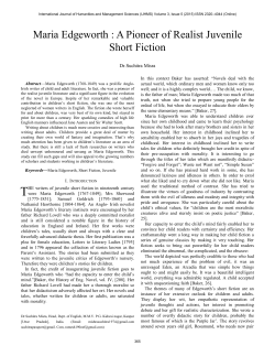 Maria Edgeworth : A Pioneer of Realist Juvenile Short Fiction