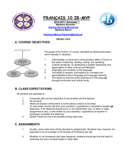 French 10 IB MYP - Archbishop MacDonald High School