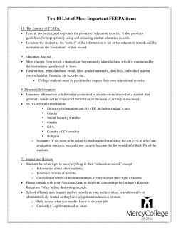 Top 10 List of Most Important FERPA items