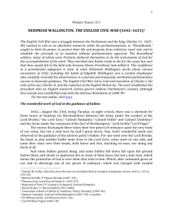 NEHIMIAH WALLINGTON, THE ENGLISH CIVIL WAR (1642&ndash;1651)1