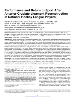 Performance and Return to Sport After Anterior Cruciate
