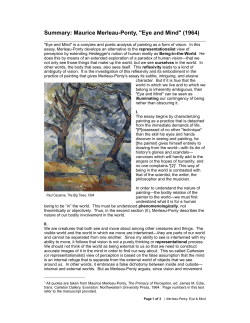 Summary: Maurice Merleau-Ponty, "Eye and Mind"