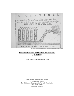 The Massachusetts Ratification Convention: A Role Play Final