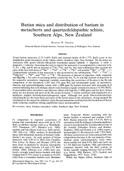 Barian mica and distribution of barium in metacherts and