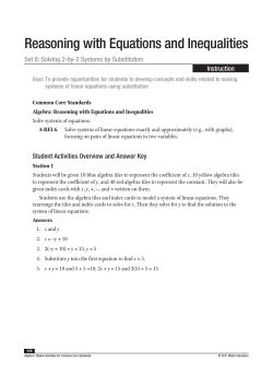Set 6 Solving 2 by 2 Systems by Substitution