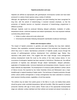 Haploid production and uses Haploids are defined as saprophytes