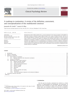 A roadmap to rumination: A review of the definition, assessment, and