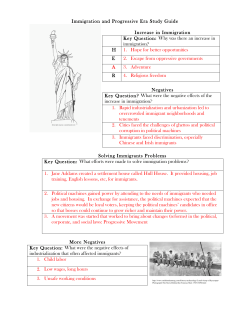 Immigration and Progressive Era Study Guide Increase in