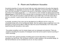 8 &ndash; Room and Auditorium Acoustics