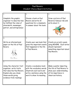 Paul Revere Student Choice Board Activities
