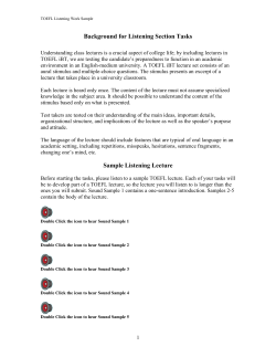 TOEFL Listening Work Sample
