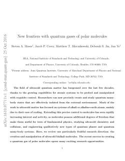 New frontiers with quantum gases of polar molecules arXiv