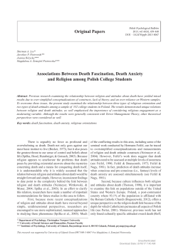 Associations Between Death Fascination, Death Anxiety and