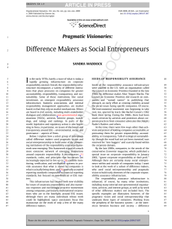Pragmatic Visionaries:: Difference Makers as Social Entrepreneurs