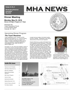 Dinner Meeting - Mecklenburg Historical Association