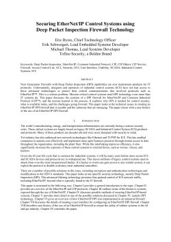 Securing EtherNet/IP Control Systems using Deep Packet Inspection