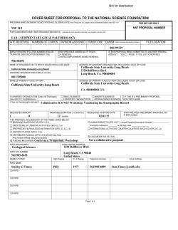 COVER SHEET FOR PROPOSAL TO THE NATIONAL SCIENCE