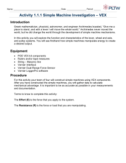 Activity 1.1.1 Simple Machine Investigation &ndash; VEX