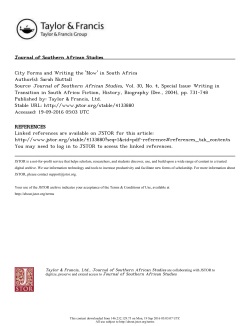 City Forms and Writing the `Now` in South Africa