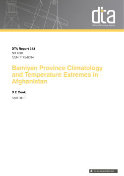 Bamiyan Province Climatology and Temperature