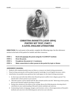 CHRISTINA ROSSETTI (1830-‐1894) POETRY SET TEXT, PART I A