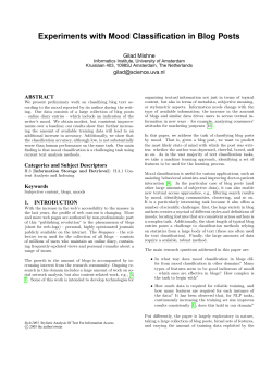 Experiments with Mood Classification in Blog Posts