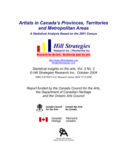 Artists in Canada`s Provinces, Territories and Metropolitan Areas