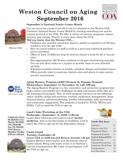 September 2016 Council on Aging Newsletter