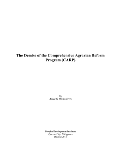 The Demise of the Comprehensive Agrarian Reform Program (CARP)