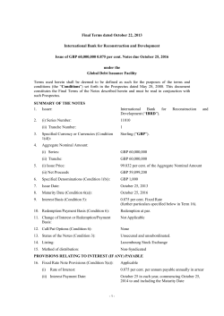 annex i to terms agreement no