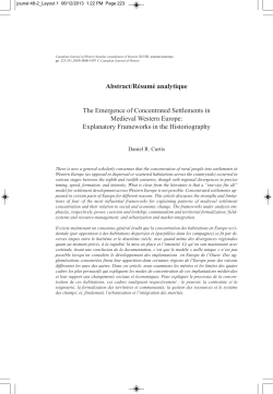 Abstract/R&eacute;sum&eacute; analytique The Emergence of Concentrated