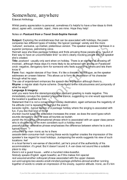 Notes on Postcard from a Travel Snob by Sophie Hannah