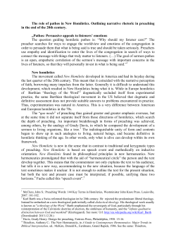 The role of pathos in New Homiletics. Outlining narrative rhetoric in