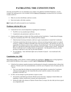 PART 2 &ndash; PATRIATING THE CONSTITUTION