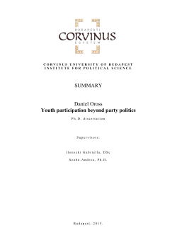SUMMARY Daniel Oross Youth participation beyond party politics