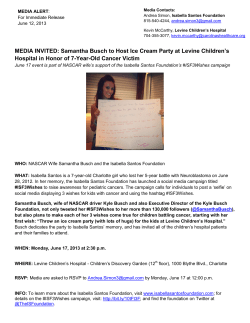 Samantha Busch to Host Ice Cream Party at Levine Children`s