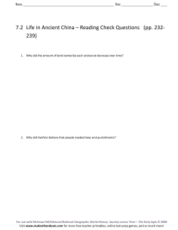 7.2 Life in Ancient China &ndash; Reading Check